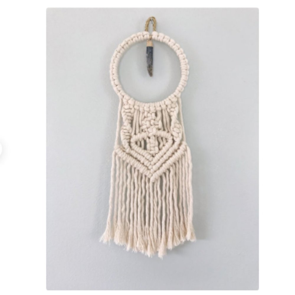 Macrame Wall Hanging Blue Apatite Stone Manifest